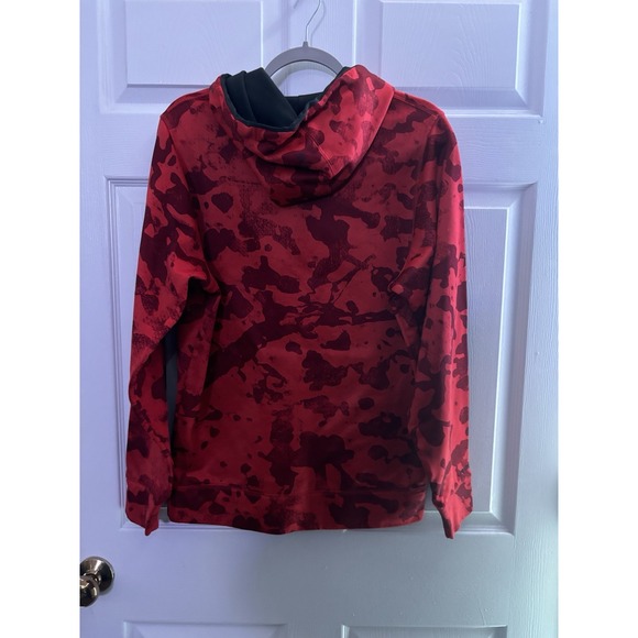 Under Armour Hoodie Mens Small Red Camo Pullover Long Sleeve Hunting Drawstring - Picture 2 of 3